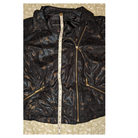 Rock & Republic Vegan Leather Cheetah Snakeskin Metallic Moto Jacket XL - Picture 7 of 9
